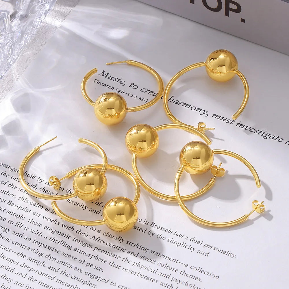 1 Pair Casual Exaggerated Simple Style U Shape Copper Earrings