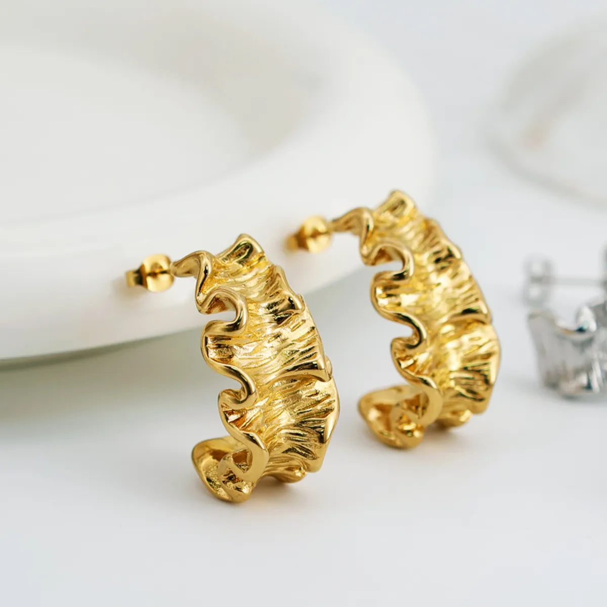 1 Pair Casual Exaggerated Vacation C Shape Irregular 304 Stainless Steel 18K Gold Plated Ear Studs