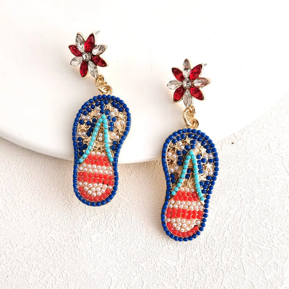 1 Pair Casual Exaggerated Vacation Slippers Inlay Alloy Resin Drop Earrings