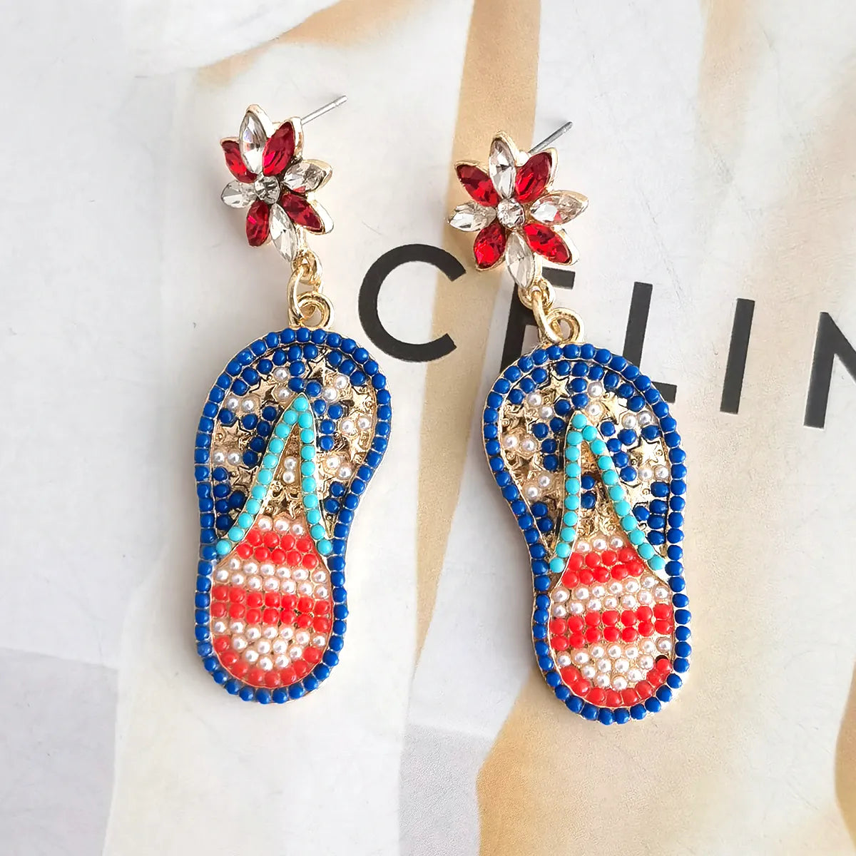 1 Pair Casual Exaggerated Vacation Slippers Inlay Alloy Resin Drop Earrings