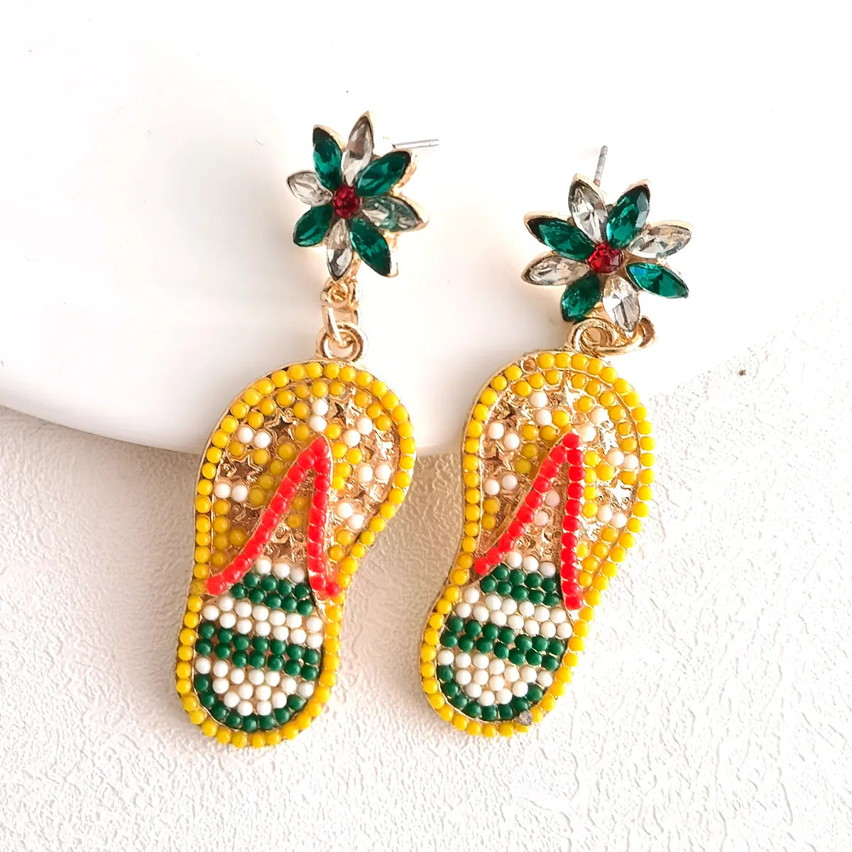 1 Pair Casual Exaggerated Vacation Slippers Inlay Alloy Resin Drop Earrings