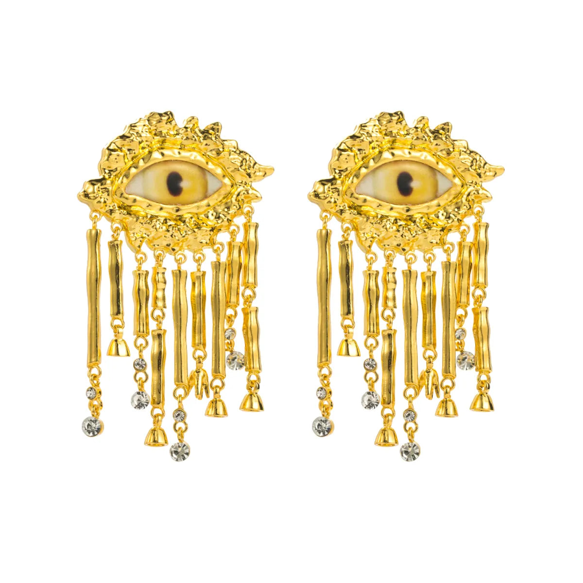 1 Pair Casual Eye Plating Inlay Zinc Alloy Resin Rhinestones Gold Plated Ear Studs