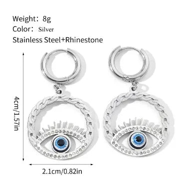 1 Pair Casual Eye Polishing Plating Inlay 201 Stainless Steel Rhinestones 18K Gold Plated Drop Earrings