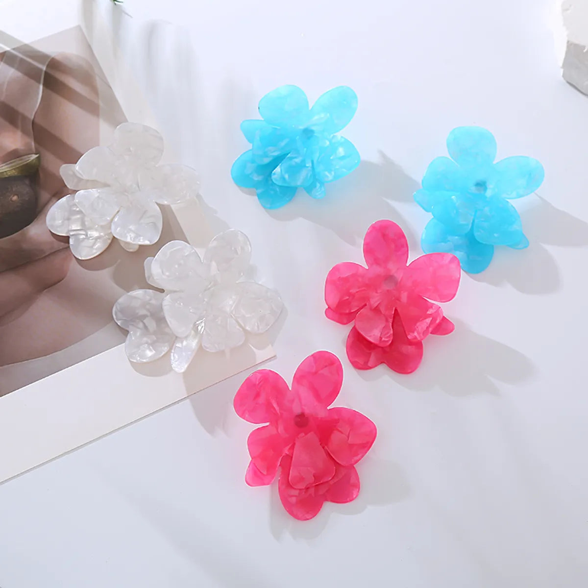 1 Pair Casual Flower Arylic Drop Earrings