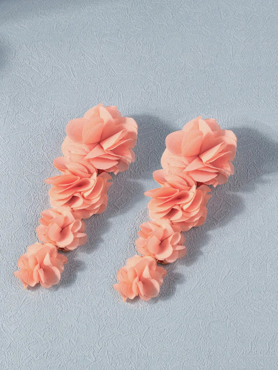 1 Pair Casual Flower Cloth Drop Earrings