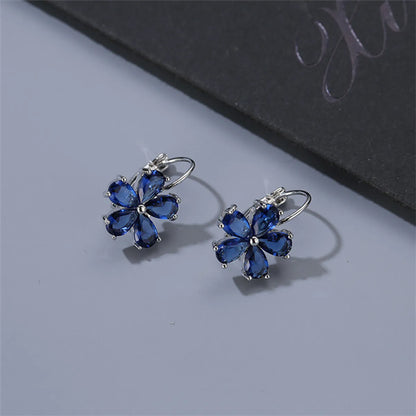 1 Pair Casual Flower Plating Inlay Copper Zircon White Gold Plated Drop Earrings