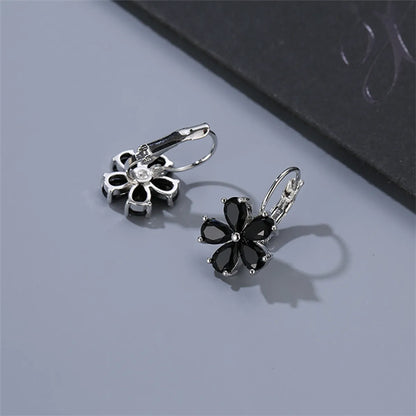 1 Pair Casual Flower Plating Inlay Copper Zircon White Gold Plated Drop Earrings