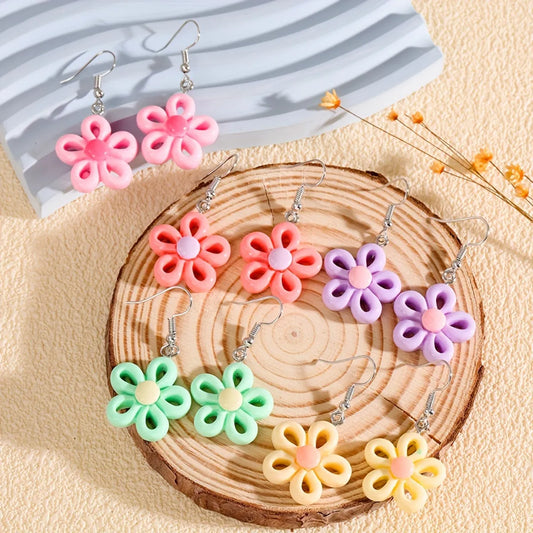 1 Pair Casual Flower Resin Drop Earrings