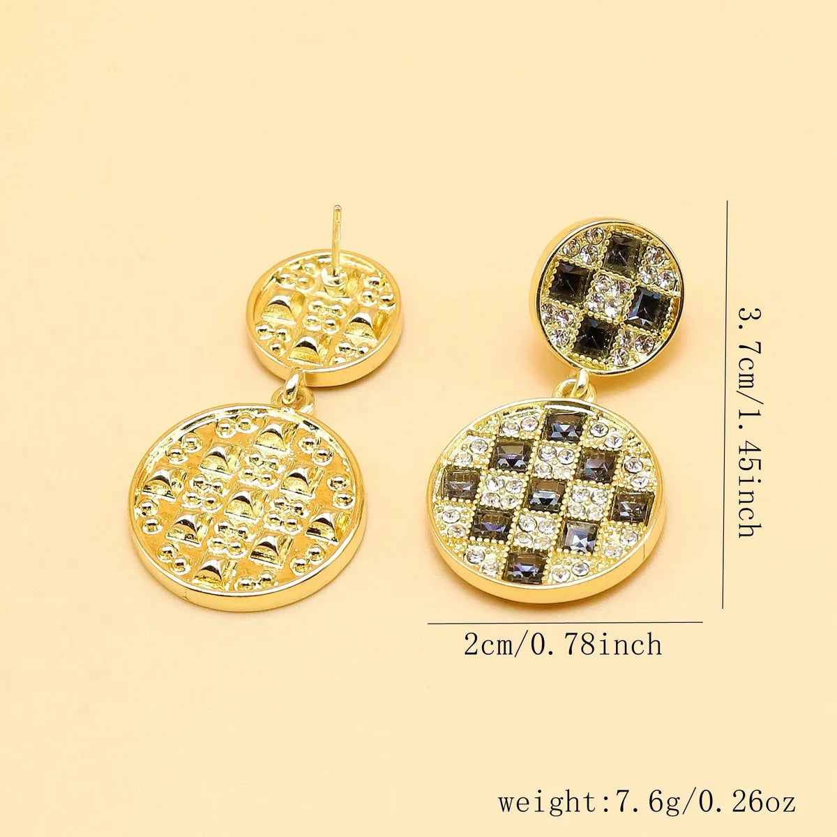 1 Pair Casual French Style Geometric Inlay Alloy Rhinestones Gold Plated Drop Earrings