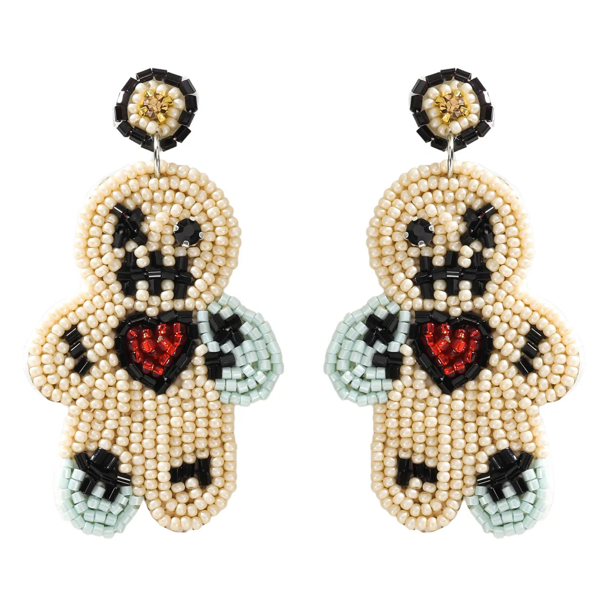 1 Pair Casual Funny Pumpkin Emoji Face Beaded Plastic Resin Drop Earrings