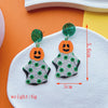 1 Pair Casual Funny Shiny Pumpkin Skull Ghost Printing Inlay Arylic Rhinestones Drop Earrings