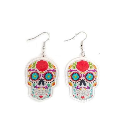 1 Pair Casual Funny Skull Arylic Alloy