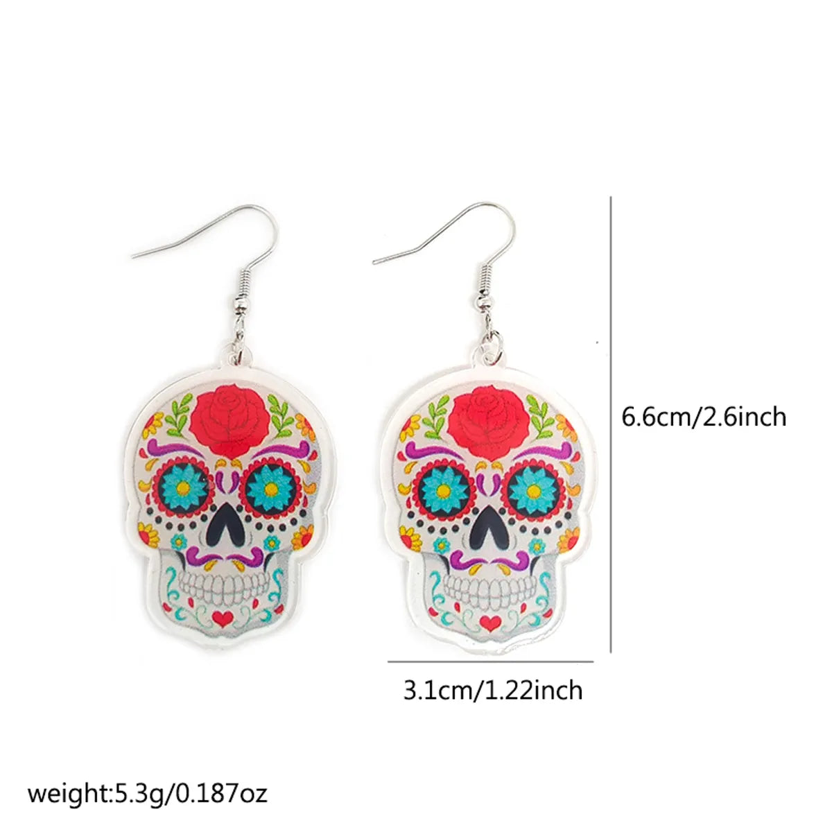 1 Pair Casual Funny Skull Arylic Alloy