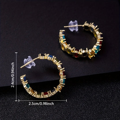 1 Pair Casual Geometric Copper Artificial Crystal Glass Zircon White Gold Plated Ear Studs