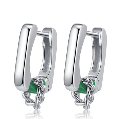 1 Pair Casual Geometric Epoxy Plating Sterling Silver White Gold Plated Earrings