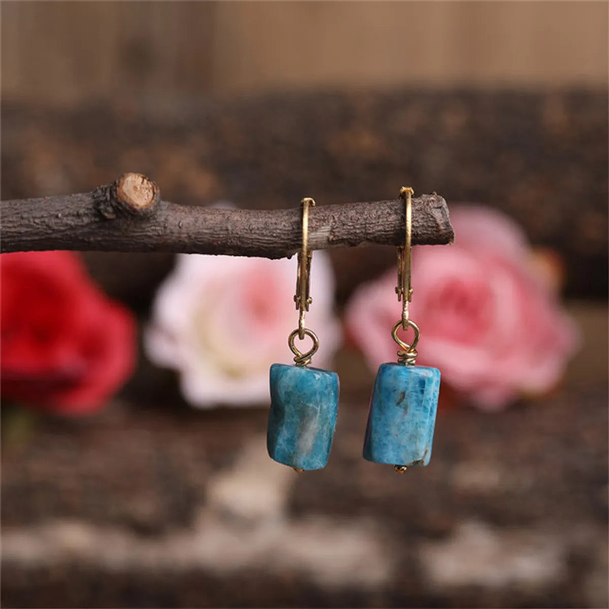 1 Pair Casual Geometric Irregular Plating Natural Stone Drop Earrings