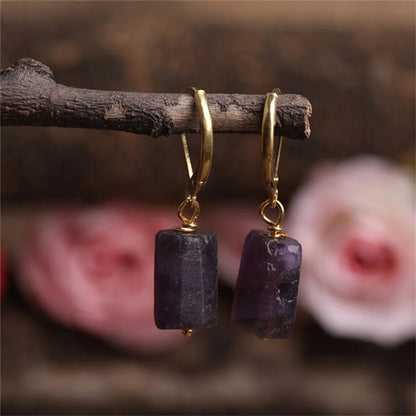 1 Pair Casual Geometric Irregular Plating Natural Stone Drop Earrings