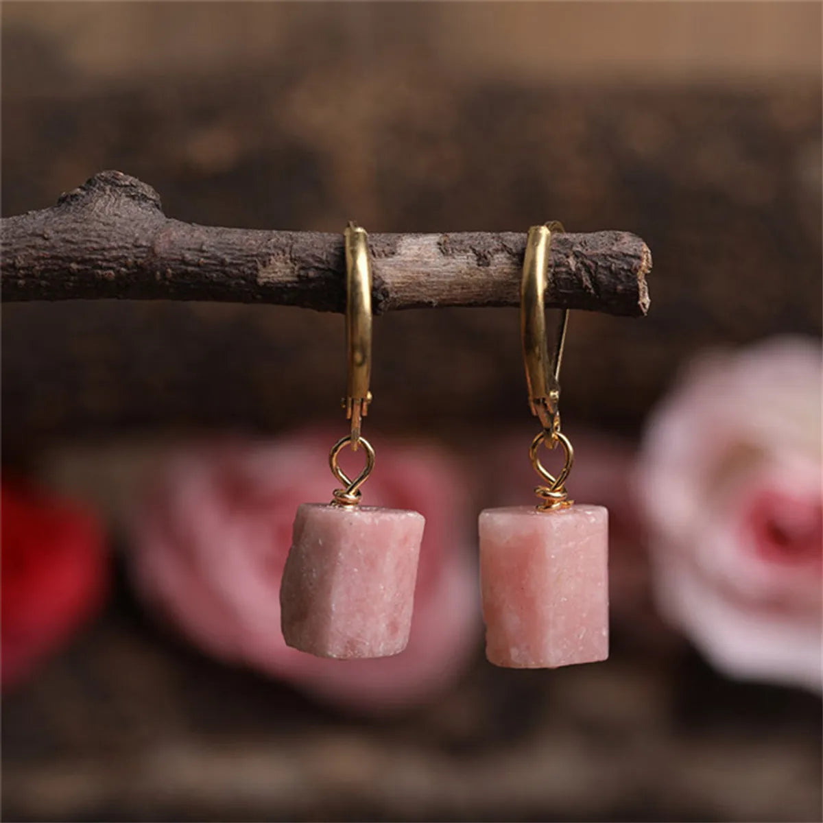 1 Pair Casual Geometric Irregular Plating Natural Stone Drop Earrings