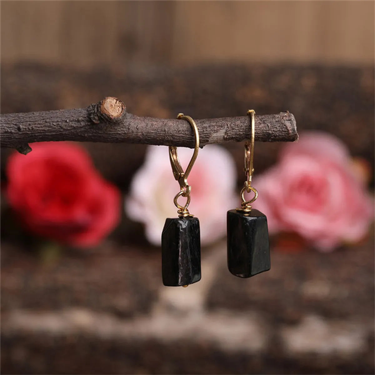 1 Pair Casual Geometric Irregular Plating Natural Stone Drop Earrings