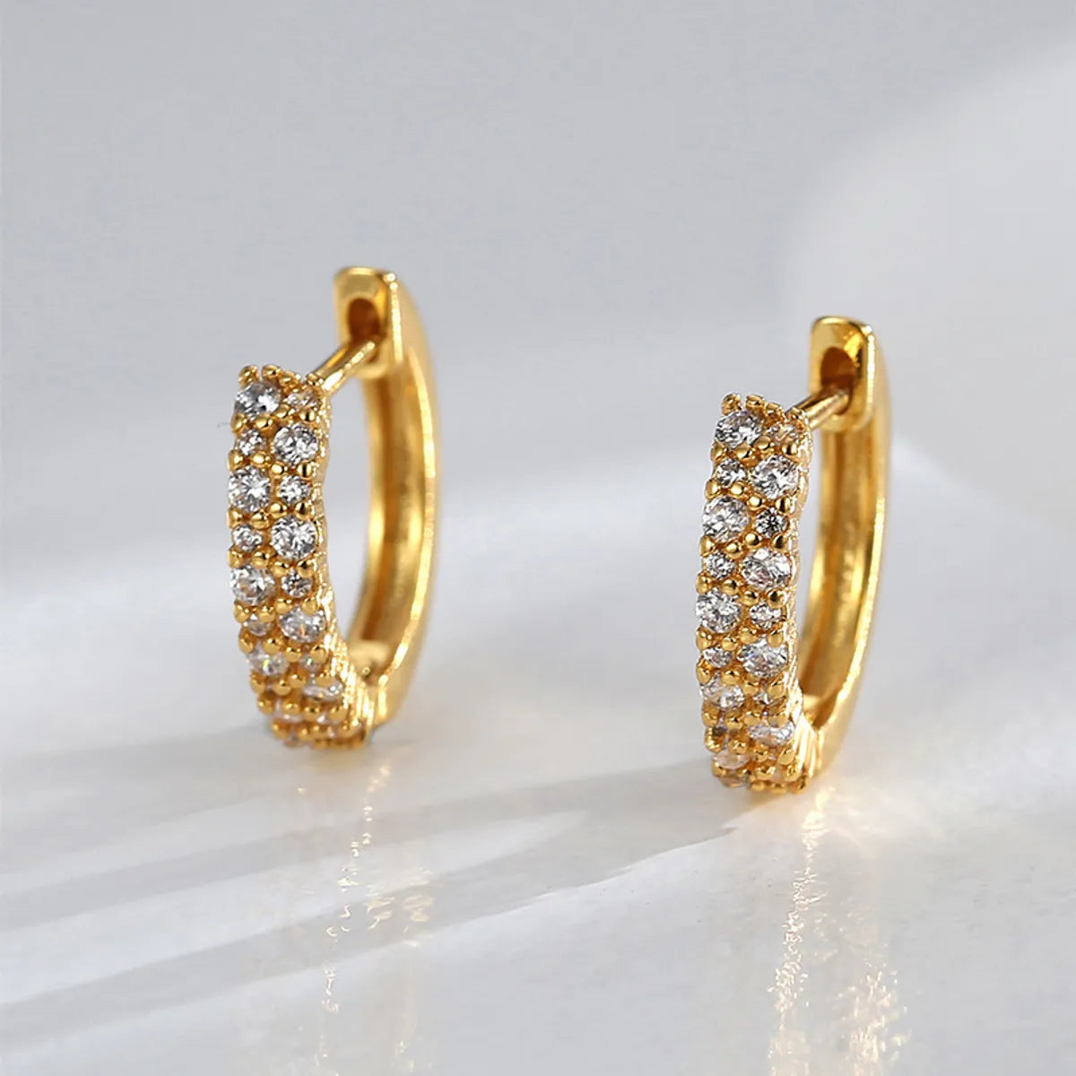 1 Pair Casual Geometric Plating Inlay Copper Zircon 18k Gold Plated Earrings