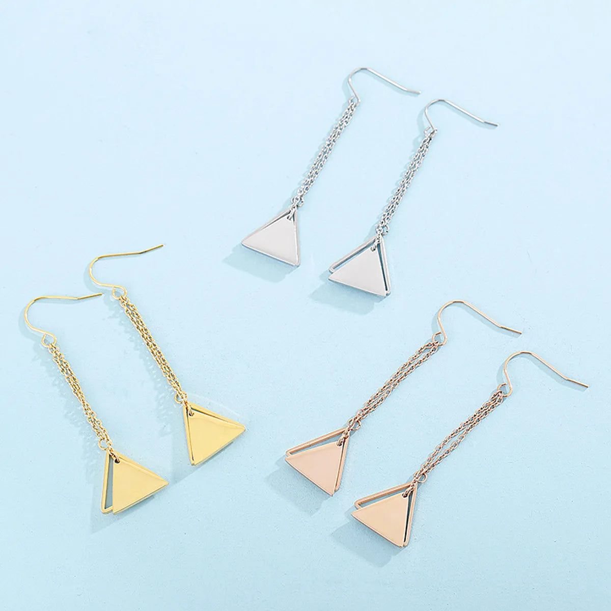 1 Pair Casual Geometric Plating Stainless Steel 18K Gold Plated Drop Earrings