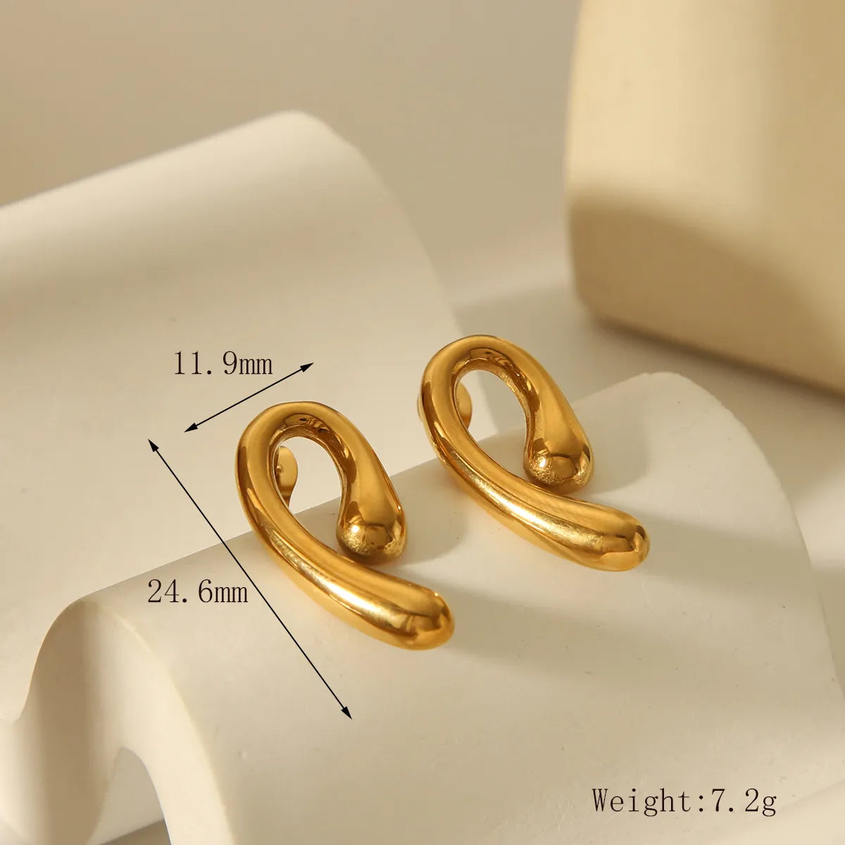 1 Pair Casual Geometric Solid Color 304 Stainless Steel 18K Gold Plated Ear Studs