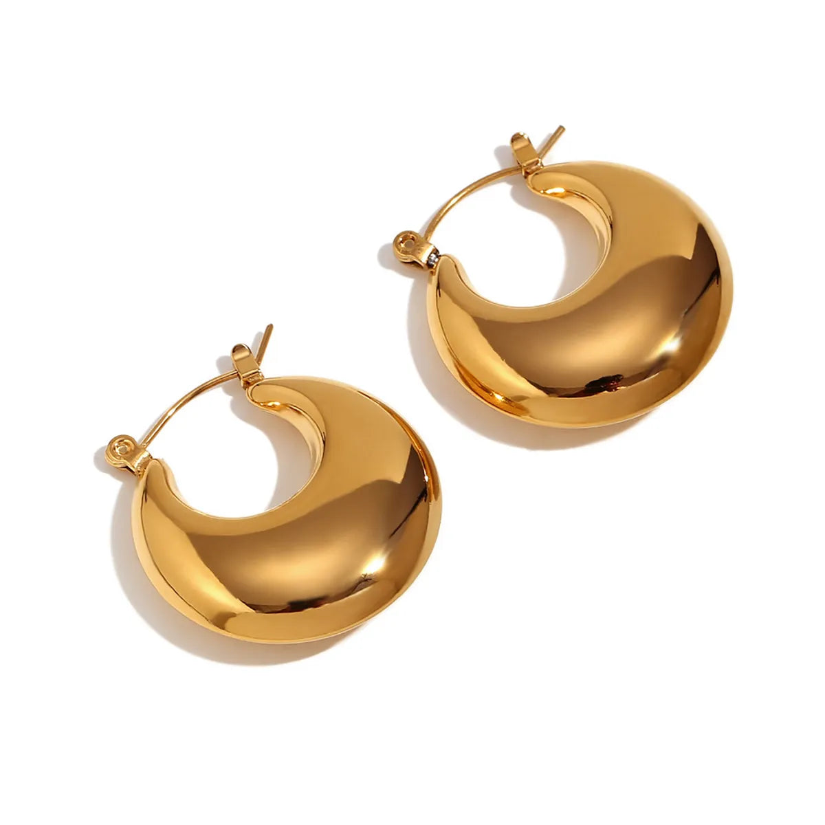 1 Pair Casual Geometric Solid Color 304 Stainless Steel 18K Gold Plated Hoop Earrings