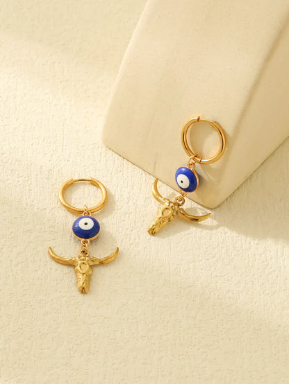 1 Pair Casual Glam Funny Cattle Plating 304 Stainless Steel 18K Gold Plated Drop Earrings