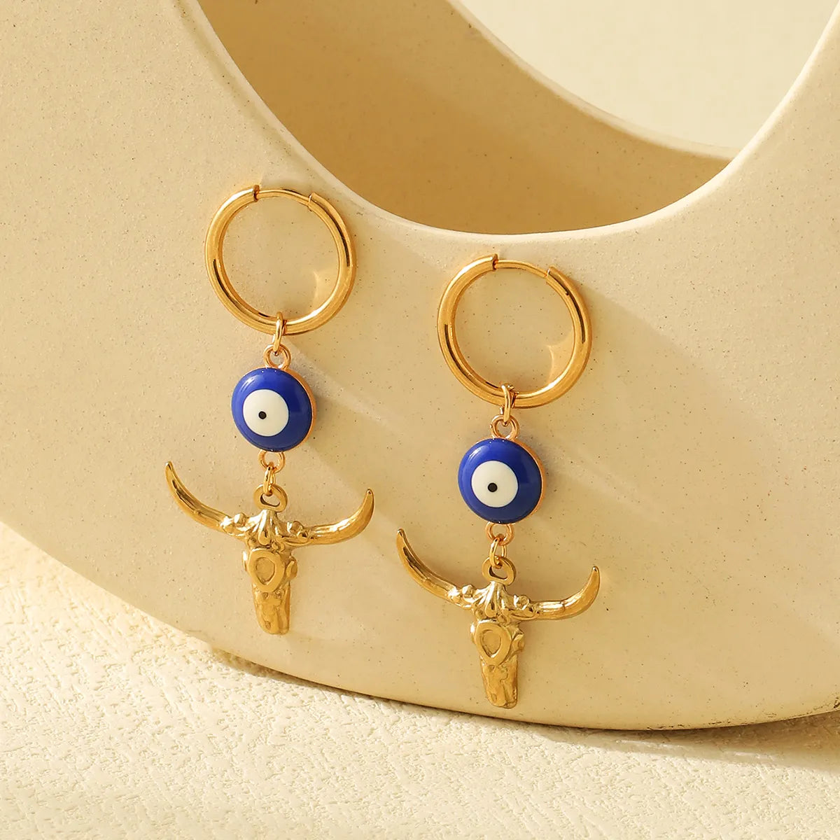 1 Pair Casual Glam Funny Cattle Plating 304 Stainless Steel 18K Gold Plated Drop Earrings