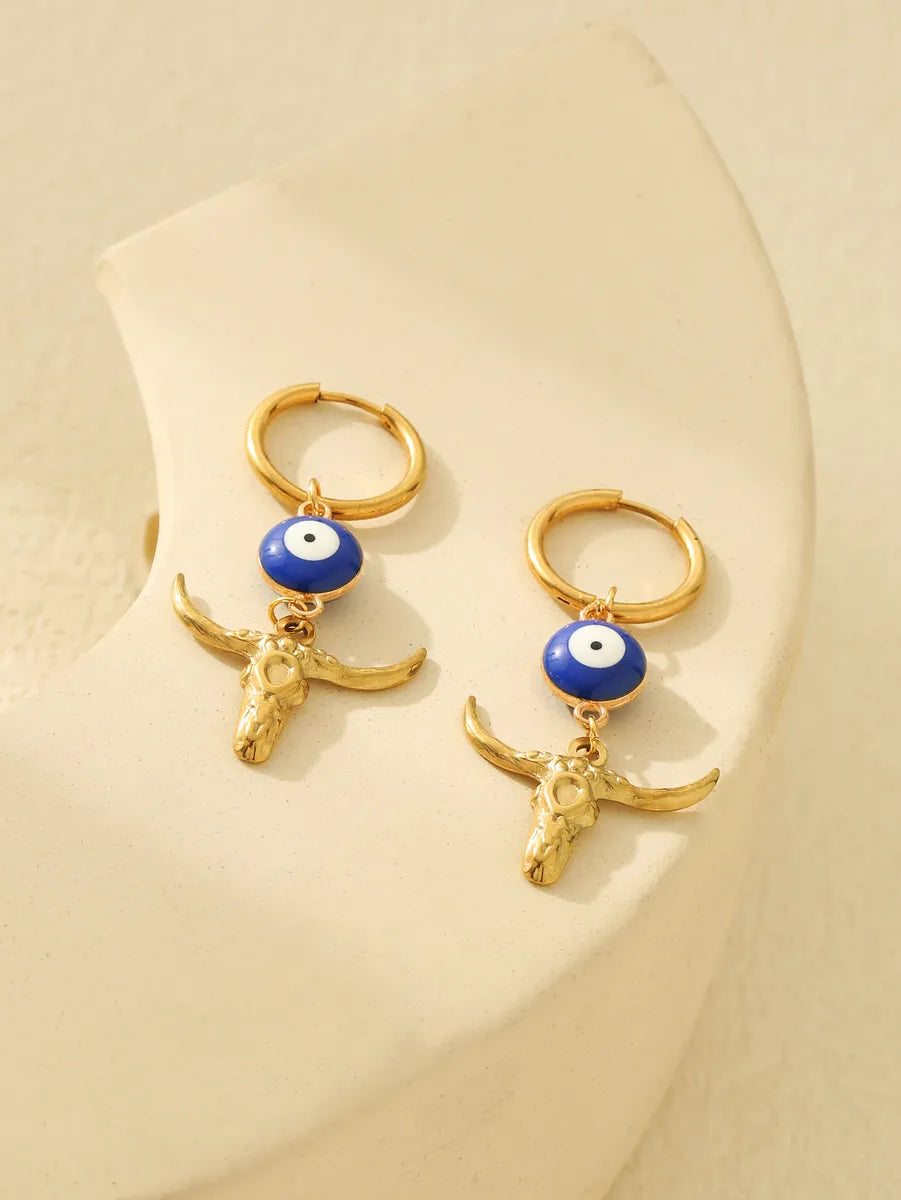 1 Pair Casual Glam Funny Cattle Plating 304 Stainless Steel 18K Gold Plated Drop Earrings