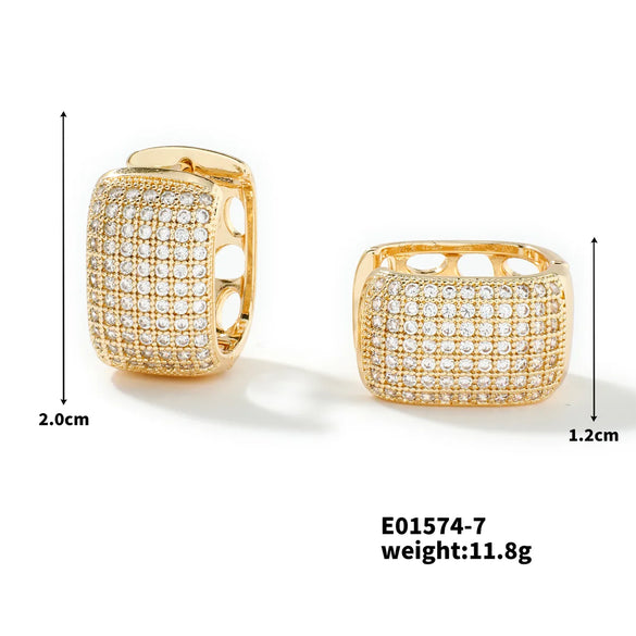 1 Pair Casual Glam Shiny Color Block Plating Inlay Copper Zircon K Gold Plated Rhodium Plated Earrings