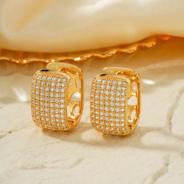 1 Pair Casual Glam Shiny Color Block Plating Inlay Copper Zircon K Gold Plated Rhodium Plated Earrings