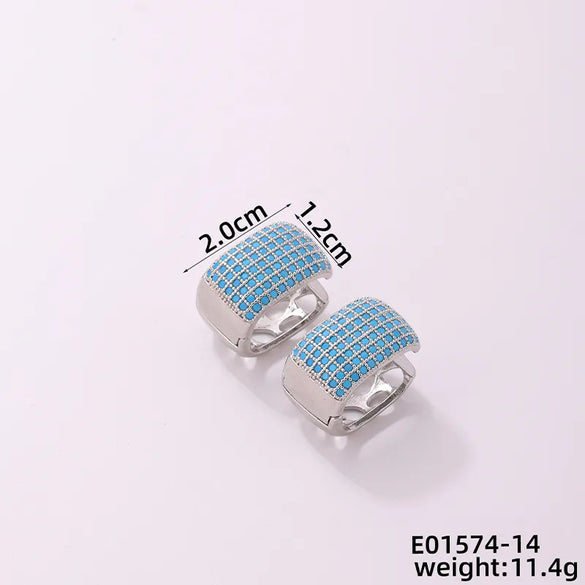 1 Pair Casual Glam Shiny Color Block Plating Inlay Copper Zircon K Gold Plated Rhodium Plated Earrings