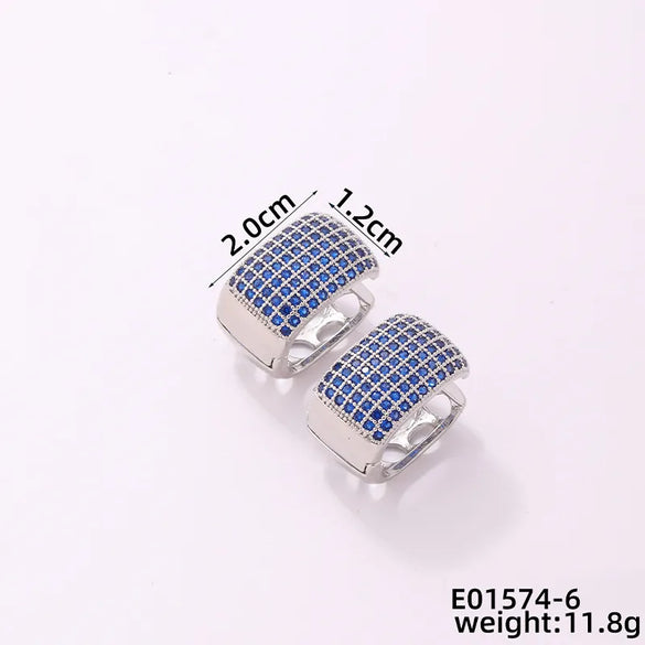 1 Pair Casual Glam Shiny Color Block Plating Inlay Copper Zircon K Gold Plated Rhodium Plated Earrings
