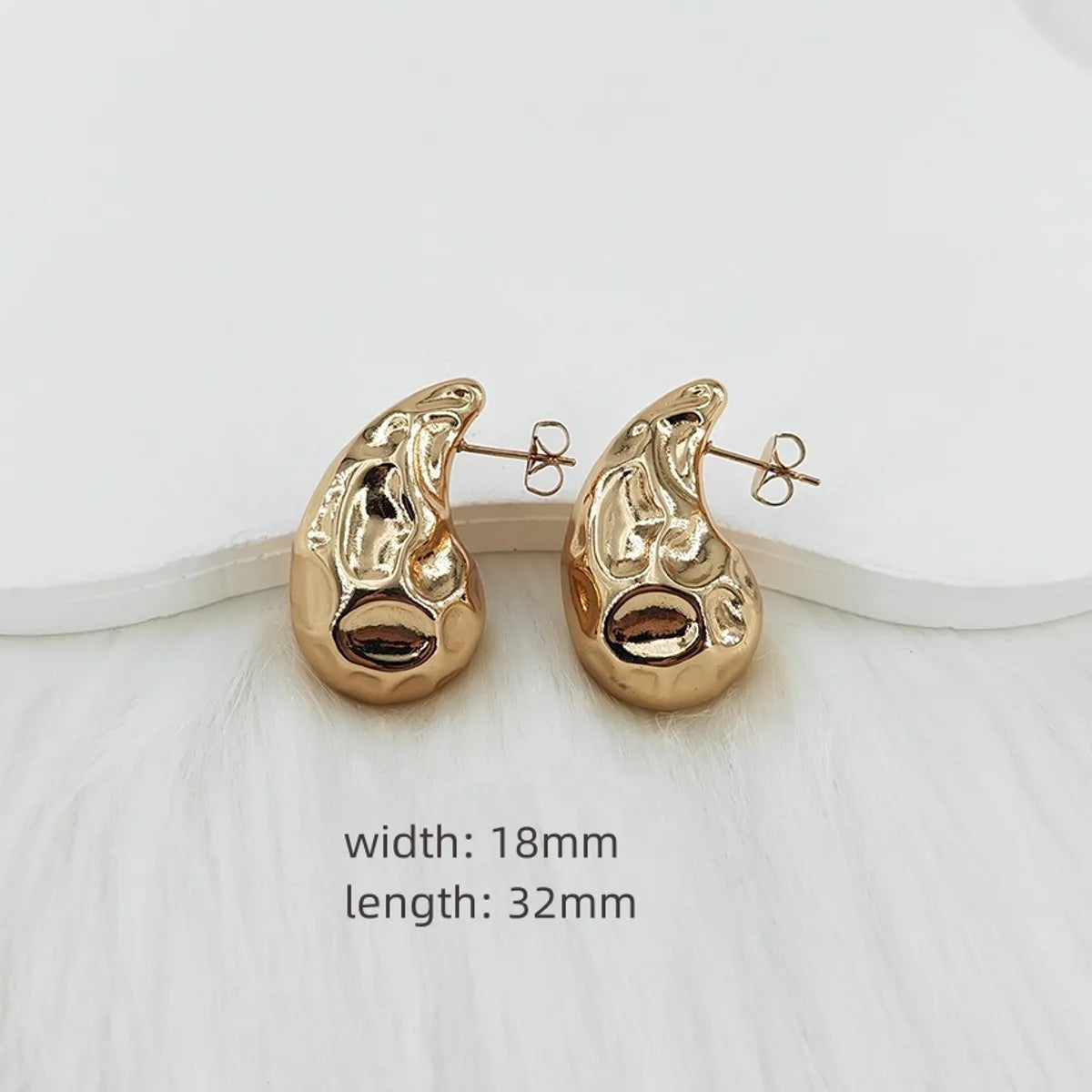 1 Pair Casual Glam Water Droplets Polishing 304 Stainless Steel Steel Gold Plated Ear Studs