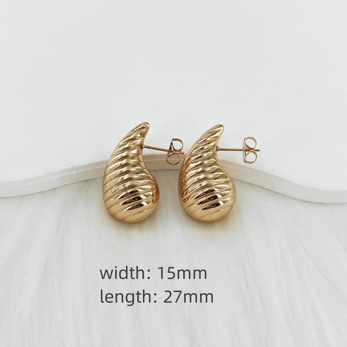 1 Pair Casual Glam Water Droplets Polishing 304 Stainless Steel Steel Gold Plated Ear Studs