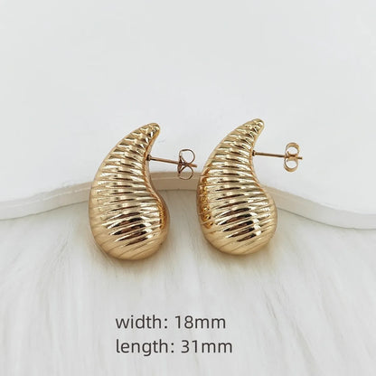 1 Pair Casual Glam Water Droplets Polishing 304 Stainless Steel Steel Gold Plated Ear Studs