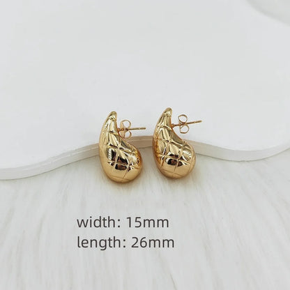 1 Pair Casual Glam Water Droplets Polishing 304 Stainless Steel Steel Gold Plated Ear Studs