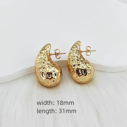 1 Pair Casual Glam Water Droplets Polishing 304 Stainless Steel Steel Gold Plated Ear Studs