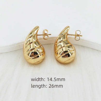 1 Pair Casual Glam Water Droplets Polishing 304 Stainless Steel Steel Gold Plated Ear Studs