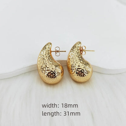 1 Pair Casual Glam Water Droplets Polishing 304 Stainless Steel Steel Gold Plated Ear Studs