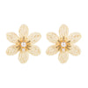 1 Pair Casual Hawaiian Beach Flower Braid Inlay Alloy Raffia Artificial Pearls Rhinestones 14K Gold Plated Ear Studs