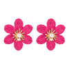 1 Pair Casual Hawaiian Beach Flower Braid Inlay Alloy Raffia Artificial Pearls Rhinestones 14K Gold Plated Ear Studs