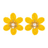 1 Pair Casual Hawaiian Beach Flower Braid Inlay Alloy Raffia Artificial Pearls Rhinestones 14K Gold Plated Ear Studs