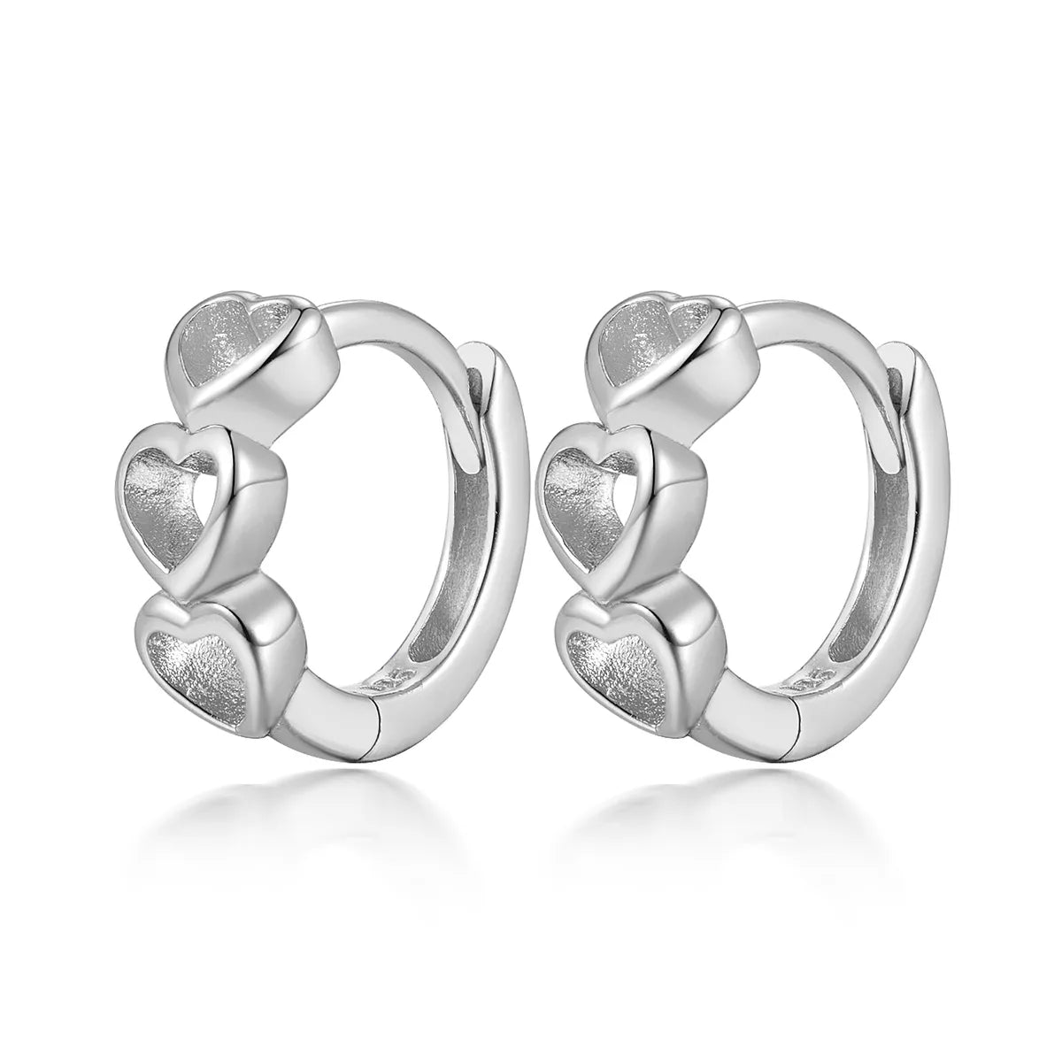 1 Pair Casual Hawaiian Double Heart Heart Shape Plating Inlay Sterling Silver Zircon White Gold Plated Gold Plated Earrings