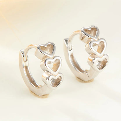 1 Pair Casual Hawaiian Double Heart Heart Shape Plating Inlay Sterling Silver Zircon White Gold Plated Gold Plated Earrings