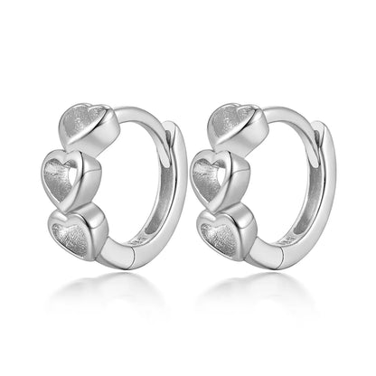 1 Pair Casual Hawaiian Double Heart Heart Shape Plating Inlay Sterling Silver Zircon White Gold Plated Gold Plated Earrings