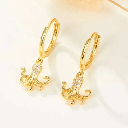 1 Pair Casual Hawaiian Ocean Plating Inlay Sterling Silver Zircon White Gold Plated Gold Plated Drop Earrings