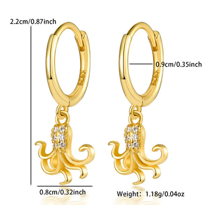 1 Pair Casual Hawaiian Ocean Plating Inlay Sterling Silver Zircon White Gold Plated Gold Plated Drop Earrings