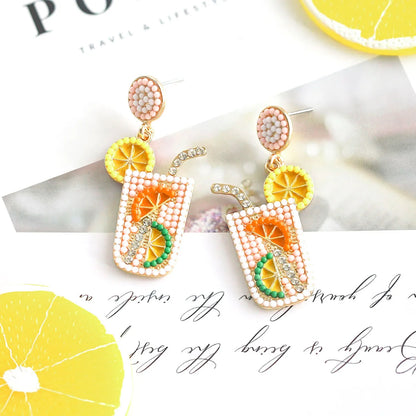 1 Pair Casual Hawaiian Vacation Drink Alloy Seed Bead Drop Earrings